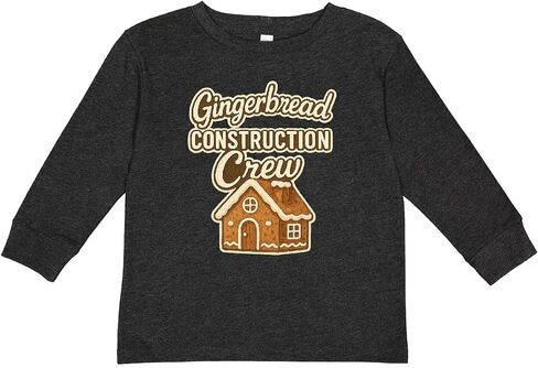 تي شيرت Inktastic Gingerbread Construction Crew لعيد الميلاد للأطفال الصغار بأكمام طويلة in Kuwait