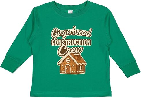 تي شيرت Inktastic Gingerbread Construction Crew لعيد الميلاد للأطفال الصغار بأكمام طويلة in Kuwait