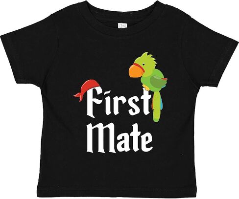 inktastic First Mate Pirate with Parrot and Bandanna Toddler T-Shirt 3T 0040 Black 2c4bf in Saudi Arabia