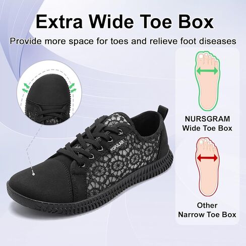 أحذية نسائية واسعة عند الأصابع بدون سقوط وغير قابلة للانزلاق، أحذية رياضية واسعة للغاية وخفيفة للغاية تسمح بمرور الهواء، أحذية رياضية كاجوال للمدربين أثناء السفر والعمل in Kuwait