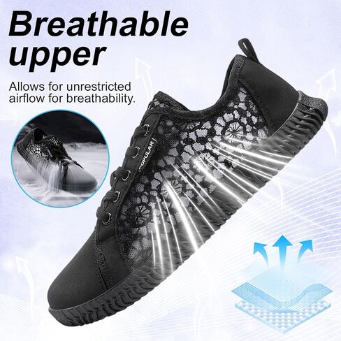 أحذية نسائية واسعة عند الأصابع بدون سقوط وغير قابلة للانزلاق، أحذية رياضية واسعة للغاية وخفيفة للغاية تسمح بمرور الهواء، أحذية رياضية كاجوال للمدربين أثناء السفر والعمل in Kuwait