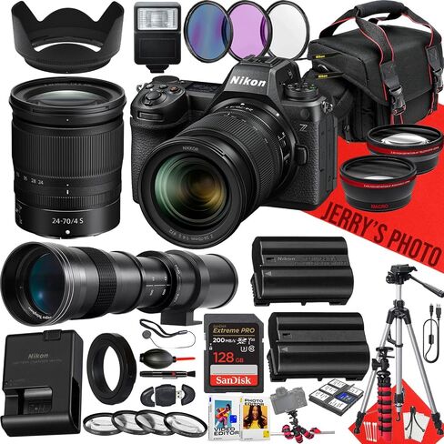 Nikon Z6III Mirrorless Camera with NIKKOR Z 24-70mm f/4 S and 420-800mm f/8.3 HD Telephoto Zoom Lens + 64GB Memory + Extra Battery + Slave Flash + Filters + Tripod + More (33pc Bundle) (Renewed) in Saudi Arabia