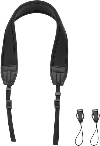 PATIKIL Camera Strap, Neoprene Adjustable Camera Neck Strap Digital Camera Shoulder Belt with Buckle for Nikon Video Camcorder Monocular Photographers, Black in Saudi Arabia