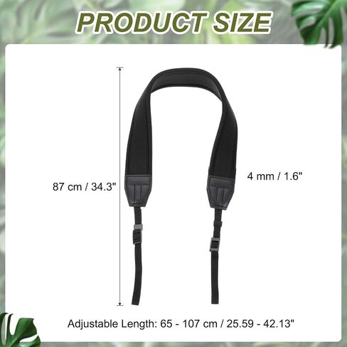 PATIKIL Camera Strap, Neoprene Adjustable Camera Neck Strap Digital Camera Shoulder Belt with Buckle for Nikon Video Camcorder Monocular Photographers, Black in Saudi Arabia