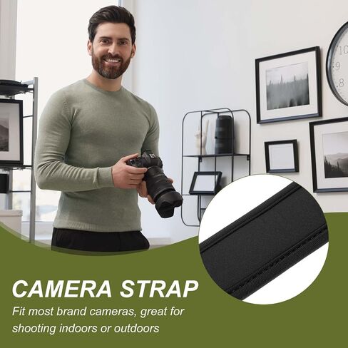 PATIKIL Camera Strap, Neoprene Adjustable Camera Neck Strap Digital Camera Shoulder Belt with Buckle for Nikon Video Camcorder Monocular Photographers, Black in Saudi Arabia