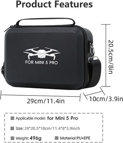 Mini 5 Pro Storage Case, Portable Carrying Bag for DJI Mini 5 Pro Drone, RC 2 Controller, Battery and Accessories (Black) in Kuwait