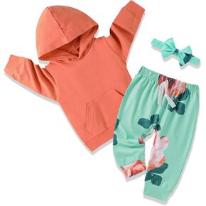Baby Girl Clothes Fall Winter 0-4T Hoodie Tops Floral Pants Cute Headband Sets Toddler Girl Outfits in Saudi Arabia
