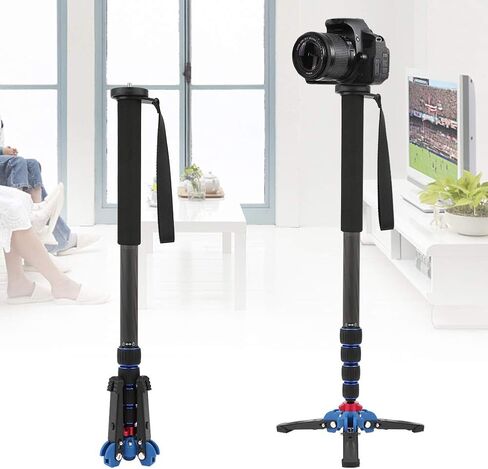 Carbon Fiber Monopod Leg, 20~67Inch 5 Sections Telescopic Video Monopod Tube with Feet, 8KG Load Capacity Portable Mountaineering Cane for DSLR Camera in Saudi Arabia