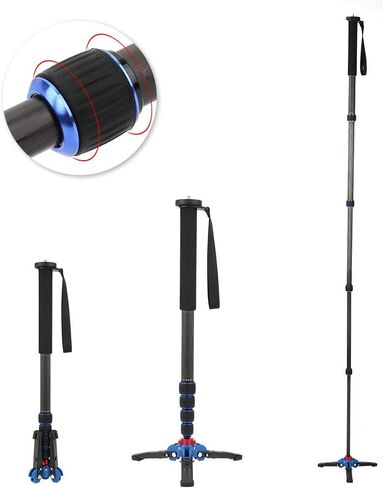Carbon Fiber Monopod Leg, 20~67Inch 5 Sections Telescopic Video Monopod Tube with Feet, 8KG Load Capacity Portable Mountaineering Cane for DSLR Camera in Saudi Arabia