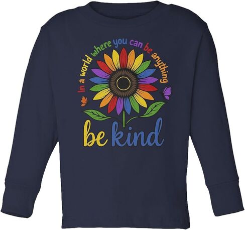 في عالم حيث يمكنك أن تكون أي شيء - تي شيرت Be Kind للأطفال الصغار بأكمام طويلة in Kuwait