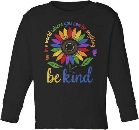 في عالم حيث يمكنك أن تكون أي شيء - تي شيرت Be Kind للأطفال الصغار بأكمام طويلة in Kuwait
