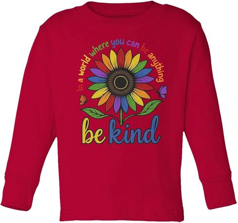 في عالم حيث يمكنك أن تكون أي شيء - تي شيرت Be Kind للأطفال الصغار بأكمام طويلة in Kuwait