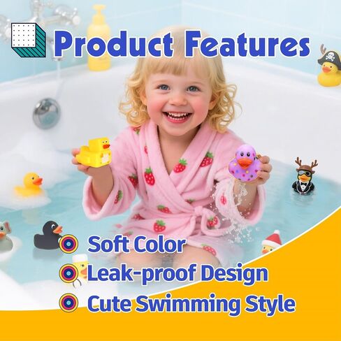 Rubber Ducks, Random Assortment Ducks Bulk, Mini Rubber Duckies for Toddler Baby Bath Toys, Kids Bath Pool Toys Birthday Gifts Party Favors (30-Pack) in Saudi Arabia