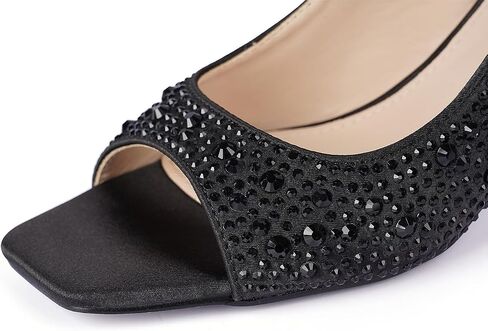 Women's Crystal Slingback Heels, Open Toe Kitten Heel Sandals in Saudi Arabia