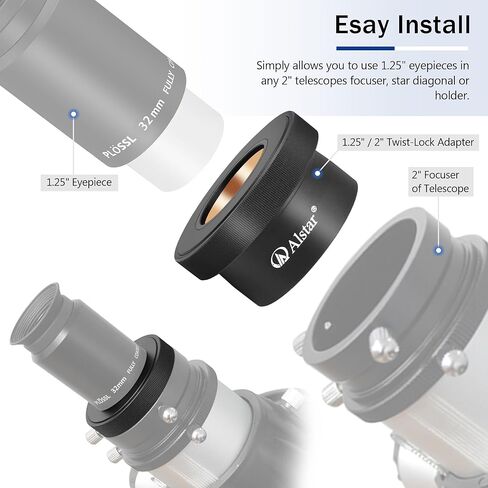 Alstar 1.25" 58 Degree 4mm Telescope Eyepiece - Bundle with - 2" to 1.25" Telescope II Eyepiece Adapter in Saudi Arabia