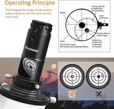 Astromania Telescope Photo Adapter 1.25 Inch Fixed Camera Adapter Metal - Bundle with - Alignment 1.25 Inch Laser Collimator in Saudi Arabia