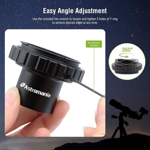 Astromania Telescope Photo Adapter 1.25 Inch Fixed Camera Adapter Metal - Bundle with - T Ring and T Adapter for Nikon-F SLR/DSLR in Saudi Arabia