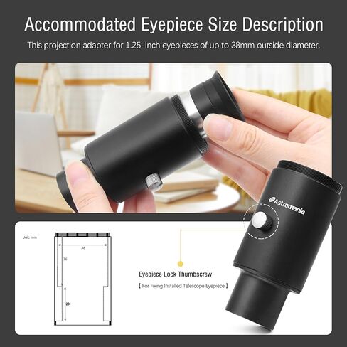 Astromania Telescope Photo Adapter 1.25 Inch Fixed Camera Adapter Metal - Bundle with - T Ring and T Adapter for Canon EOS SLR/DSLR in Saudi Arabia