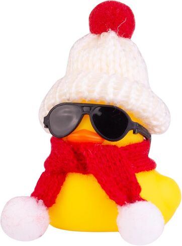 Christmas Rubber Ducks Toys Car Ornaments Yellow Duck Car Dashboard Decorations with Mini Beanie Hat Scarf and Sunglasses for Winner Home Christmas Decor, 2 Inches(E6) in Saudi Arabia