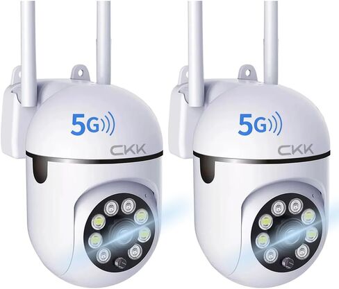 CKK 1080P Security Camera Outdoor Corded Power, 3 Pcs 2MP PTZ WiFi Home Camera (2.4G/5G Dual-Band), 360° Pan/Tilt, Color Night Vision, Motion Alerts, 2-Way Audio, Compatible with Alexa in Saudi Arabia