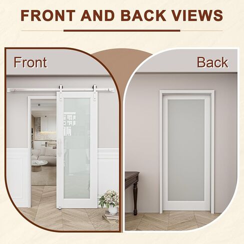 Sliding Frosted Glass Barn Door with Installation Hardware Kit (Soft Close Inclued/No Assembly Required),36"x80" in Saudi Arabia