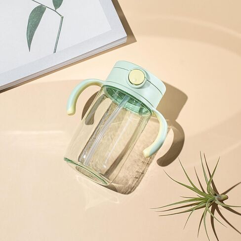 On-the-Go Sippy Cup with Silicone Straw and Removable Handles, 10 oz, Easy Grip for Infant-Toddlers Sparkle Balloon, Light Blue in Saudi Arabia