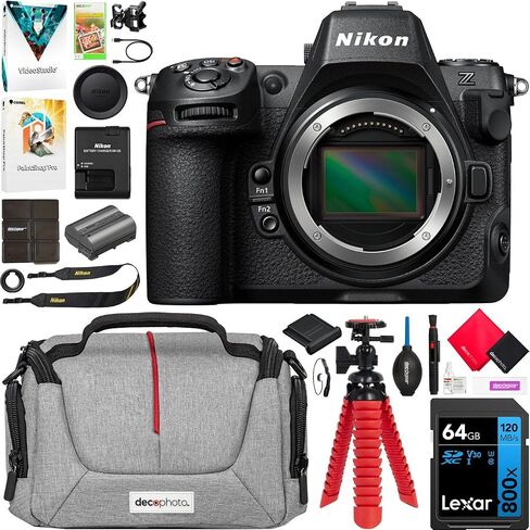 Nikon Z8 Professional Full Frame Mirrorless 8K Video & Stills Hybrid FX Camera Body 1695 Bundle with Deco Gear Photography Bag + 64GB Memory Card + Photo Video Editing Software & Accessories Kit in Saudi Arabia
