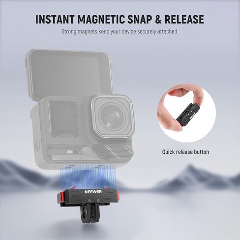 NEEWR Quick Release Mount Compatible with Insta360 X5 X4 X3 AcePro AcePro2, Magnetic Snap On Adapter with 1/4" Screw & Thread Hole, 2 Prong Mount for Action Camera Accessories, GP-88 in Saudi Arabia