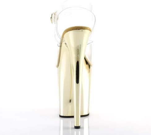 FLAMINGO-808-8" Heel, 4" Platform, Open Toe, Ankle Strap Sandal Gold Chrome 12 in Saudi Arabia