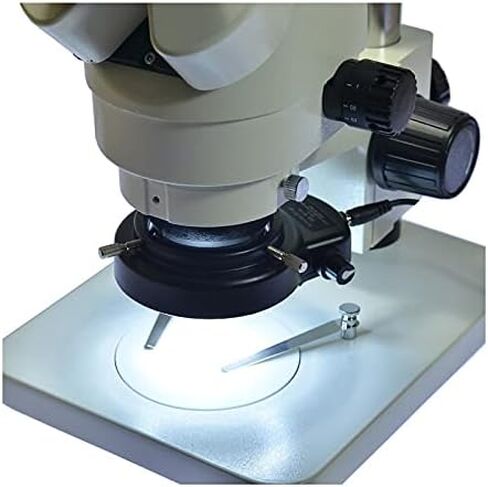 مجهر فحص تكبير 7X-45X مجهر ستيريو ثلاثي العينيات + 56 ضوء LED + عدسة WF10X20 + محول C متوافق مع LAB PCB (اللون: أبيض) in Kuwait