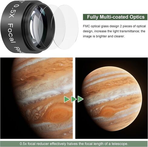 Alstar 1.25" 58 Degree 2.5mm Telescope Eyepiece - Bundle with - 0.5X Reducer in Saudi Arabia