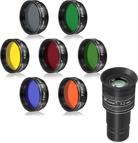 Alstar 1.25" 58 Degree 3.2mm Telescope Eyepiece - Bundle with - Filter Set of 1.25-Inch Seven Telescope Filters in Saudi Arabia