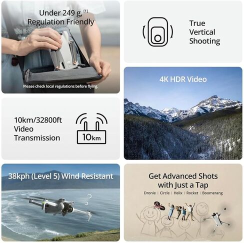 DJI Mini 3 Drone Fly More Combo مع وحدة تحكم عن بعد RC مع بطاقة microSD سعة 64 جيجابايت، وسادة هبوط قابلة للطي، مجموعة تنظيف in Kuwait