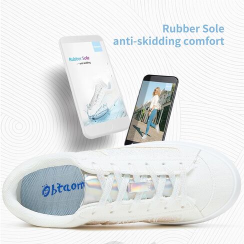 Obtaom Women Glitter Sneakers Sparkly Sequin Canvas Fashion Sneakers Comfortable Lace Up Shiny Bling Shoes for Wedding Party in Kuwait