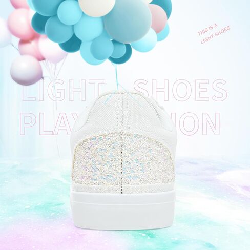 Obtaom Women Glitter Sneakers Sparkly Sequin Canvas Fashion Sneakers Comfortable Lace Up Shiny Bling Shoes for Wedding Party in Kuwait