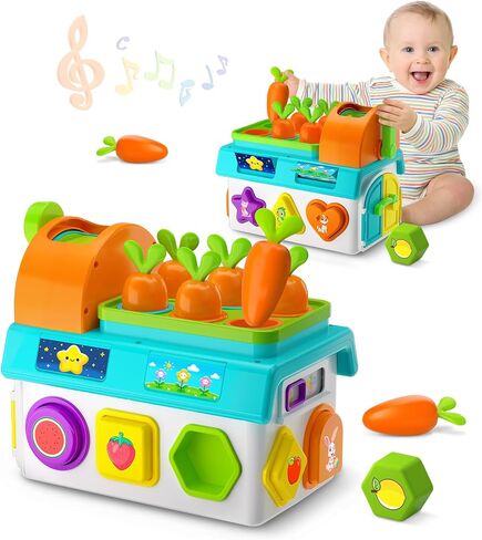 Toys for 1 Year Old Girl Boy Gifts, Musical Sorting Toys with Light Sound, 1st First Birthday Girl Gifts Presents, Montessori Educational Learning Toddler Toy for 1-2 Year Old, Fine Motor Skills in Saudi Arabia