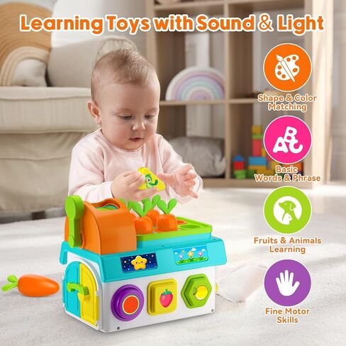 Toys for 1 Year Old Girl Boy Gifts, Musical Sorting Toys with Light Sound, 1st First Birthday Girl Gifts Presents, Montessori Educational Learning Toddler Toy for 1-2 Year Old, Fine Motor Skills in Saudi Arabia