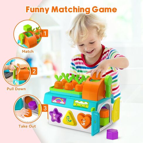 Toys for 1 Year Old Girl Boy Gifts, Musical Sorting Toys with Light Sound, 1st First Birthday Girl Gifts Presents, Montessori Educational Learning Toddler Toy for 1-2 Year Old, Fine Motor Skills in Saudi Arabia