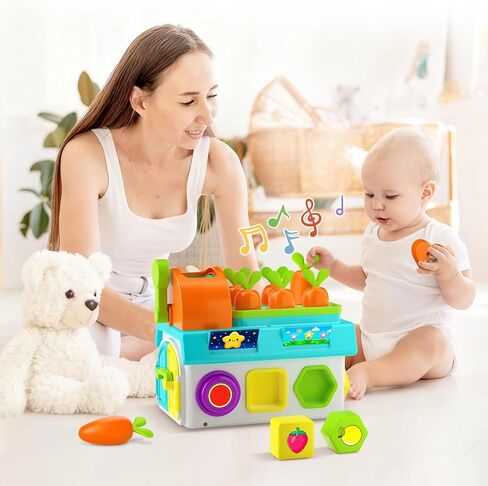 Toys for 1 Year Old Girl Boy Gifts, Musical Sorting Toys with Light Sound, 1st First Birthday Girl Gifts Presents, Montessori Educational Learning Toddler Toy for 1-2 Year Old, Fine Motor Skills in Saudi Arabia