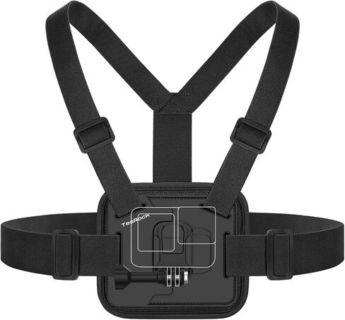 Chest Mount Harness Compatible with GoPro Go Pro Cameras, Adjustable Chest Strap for DJI Osmo, Comfortable and Stable Chesty Body Mount for AKASO and More Action Cameras - Black in Saudi Arabia