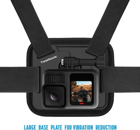 Chest Mount Harness Compatible with GoPro Go Pro Cameras, Adjustable Chest Strap for DJI Osmo, Comfortable and Stable Chesty Body Mount for AKASO and More Action Cameras - Black in Saudi Arabia