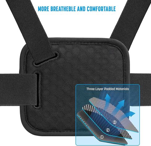 Chest Mount Harness Compatible with GoPro Go Pro Cameras, Adjustable Chest Strap for DJI Osmo, Comfortable and Stable Chesty Body Mount for AKASO and More Action Cameras - Black in Saudi Arabia