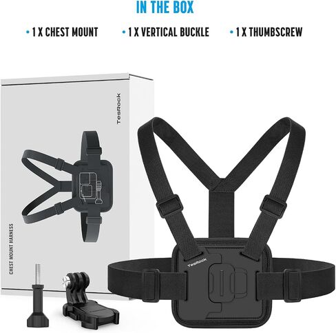 Chest Mount Harness Compatible with GoPro Go Pro Cameras, Adjustable Chest Strap for DJI Osmo, Comfortable and Stable Chesty Body Mount for AKASO and More Action Cameras - Black in Saudi Arabia