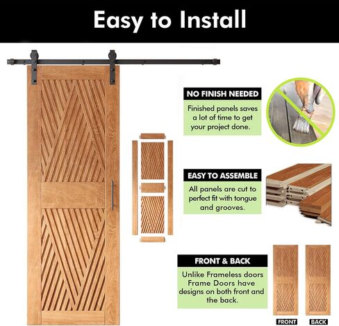 Homacer Early American 40 in. x 84 in. Diamond Design Two Barn Door with Non-Bypass Installation Hardware Kit, 14ft Track, Interior use only in Saudi Arabia