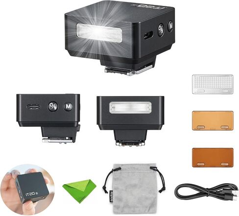 Godox iT20 F iT20-F TTL Flash for Fujifilm Fuji Cameras, 700 Full Power Flash, 1.5s Recycling Time, Built-in Lithium Battery, Mini Flash Speedlight with Color Filters (Black) in Saudi Arabia