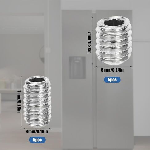 10 قطع من براغي مقبض باب الثلاجة، أجزاء مقبض باب الفريزر الفاخرة من الفولاذ المقاوم للصدأ مع مفتاح سداسي لمعظم الثلاجات W11366418 W10010140 AP6888139 & WPW10010140 in Kuwait