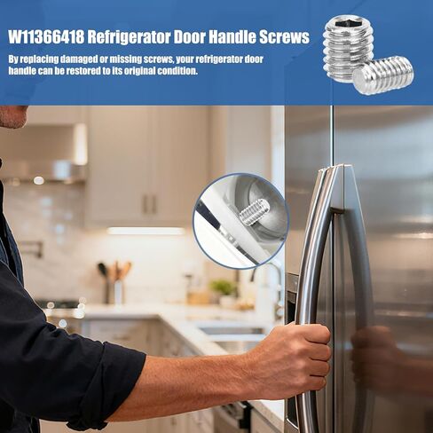 10 قطع من براغي مقبض باب الثلاجة، أجزاء مقبض باب الفريزر الفاخرة من الفولاذ المقاوم للصدأ مع مفتاح سداسي لمعظم الثلاجات W11366418 W10010140 AP6888139 & WPW10010140 in Kuwait