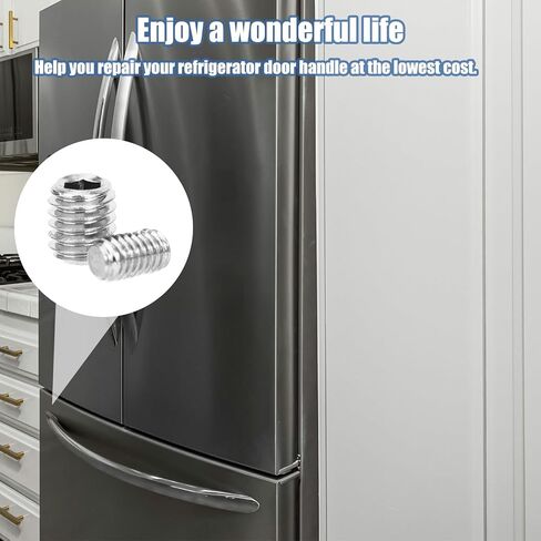 10 قطع من براغي مقبض باب الثلاجة، أجزاء مقبض باب الفريزر الفاخرة من الفولاذ المقاوم للصدأ مع مفتاح سداسي لمعظم الثلاجات W11366418 W10010140 AP6888139 & WPW10010140 in Kuwait