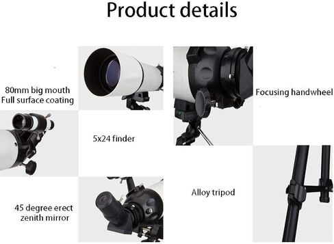 Monoculars Telescope, Telescopes for Astronomy Beginners，45 Degree Erect Mirror，80mm Large Diameter，5x24 Finder，Telescope for with Backpack and Tripo in Saudi Arabia