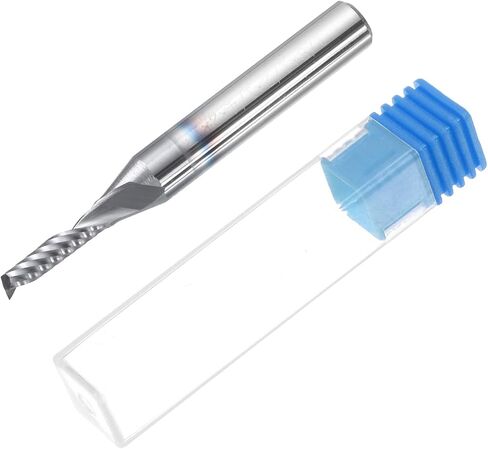 HARFINGTON Spiral Router Bit 1/8" Cut Dia 1 Flute Up Cut AITiN Coated End Mill Bits Milling Cutter for Wood Carving (1/4" Shank 1/2" Cut Length 2" Long 30 Degree Helix HRC49-51) in Saudi Arabia